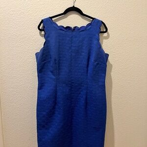 Royal Blue Scalloped Neck Cocktail Dress Elegant Wedding Guest Style